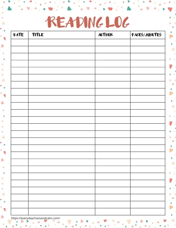 Free Printable Reading Logs For Kids And Adults