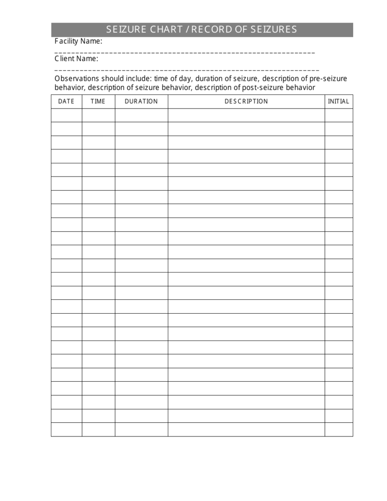 Free Printable Seizure Log Printable Templates