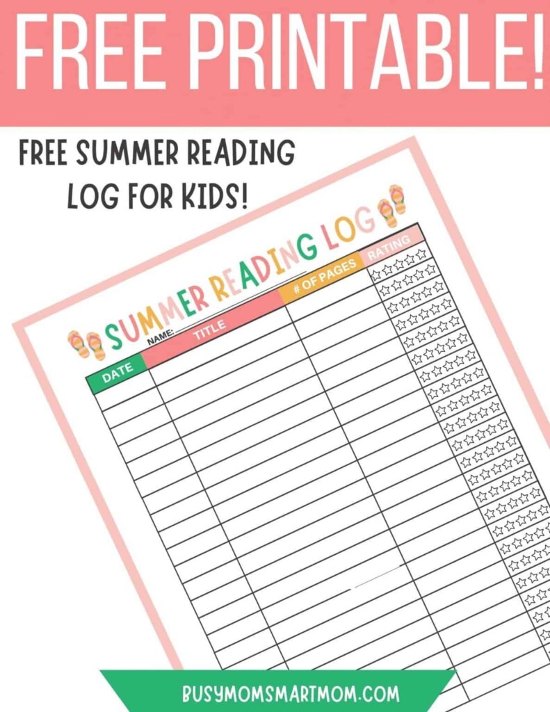 Free Printable Summer Reading Log For Kids 2023 Busy Mom Smart Mom