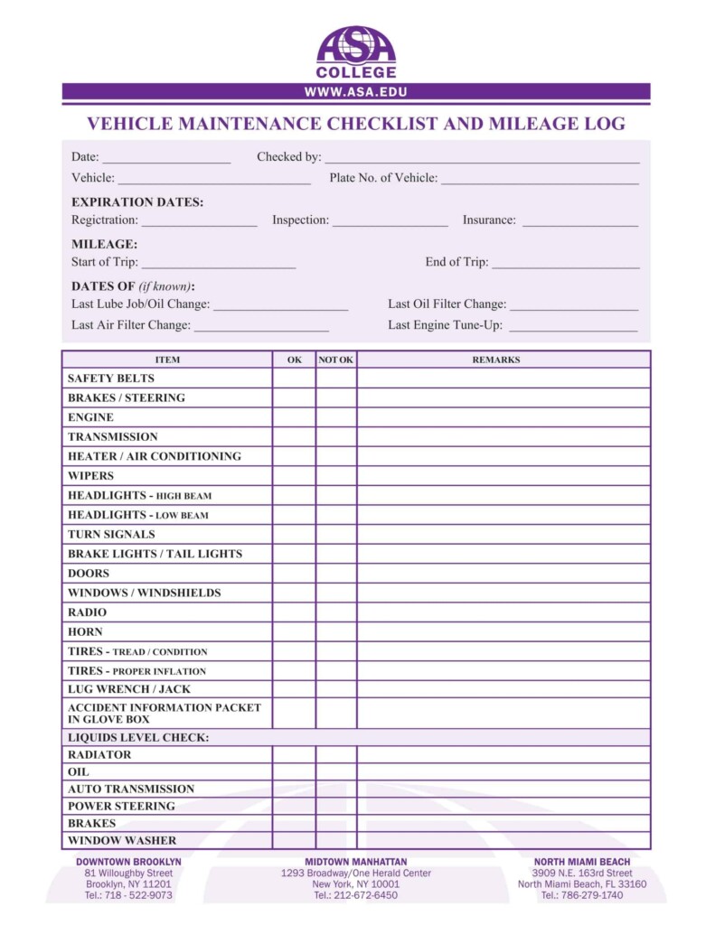 Free Printable Vehicle Maintenance Log Templates Excel Word PDF 
