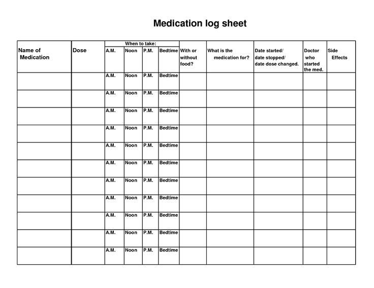 Free Printable Weekly Medication Log Sheets