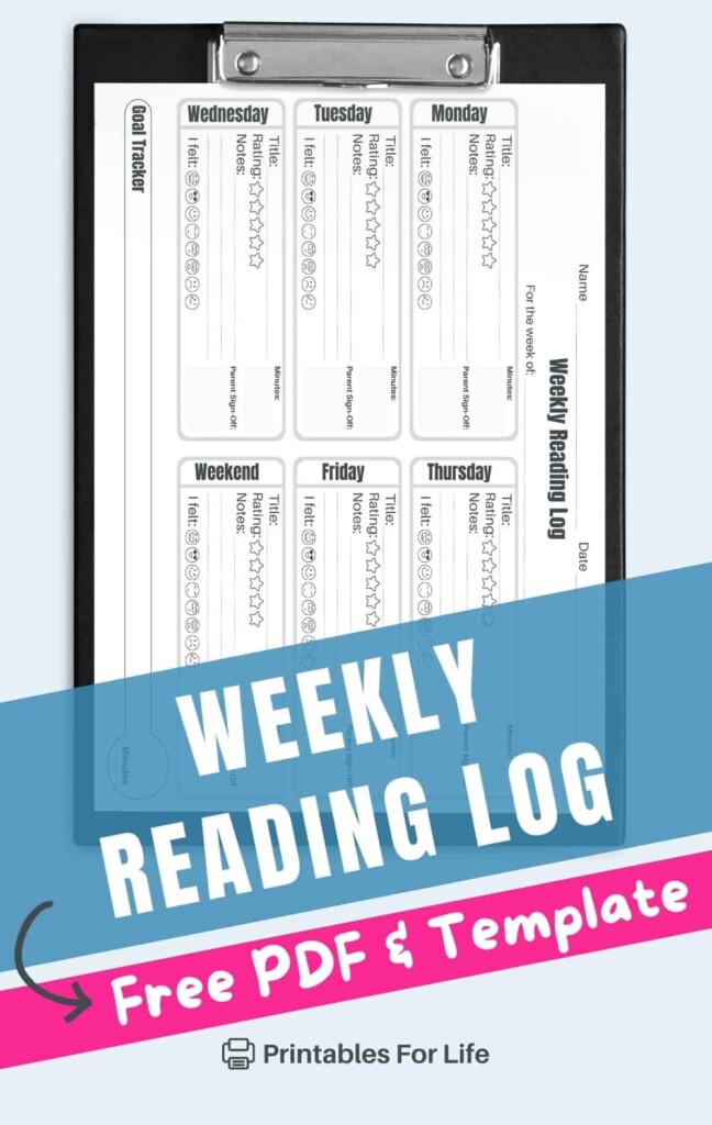 FREE Printable Weekly Reading Log For Students Printables For Life