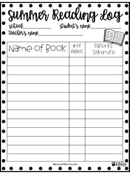 Free Summer Reading Log By Literacy With The Littles TpT