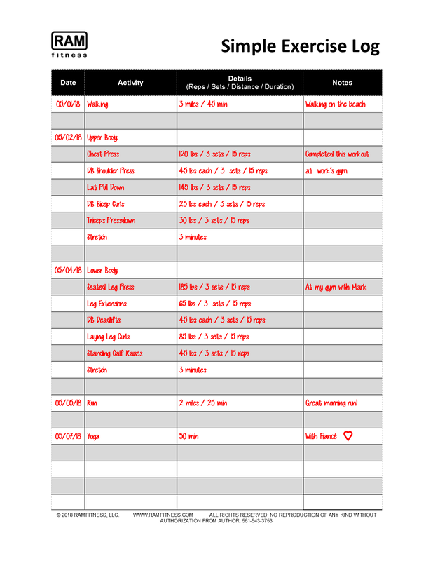 Free Workout Logs Ramfitness
