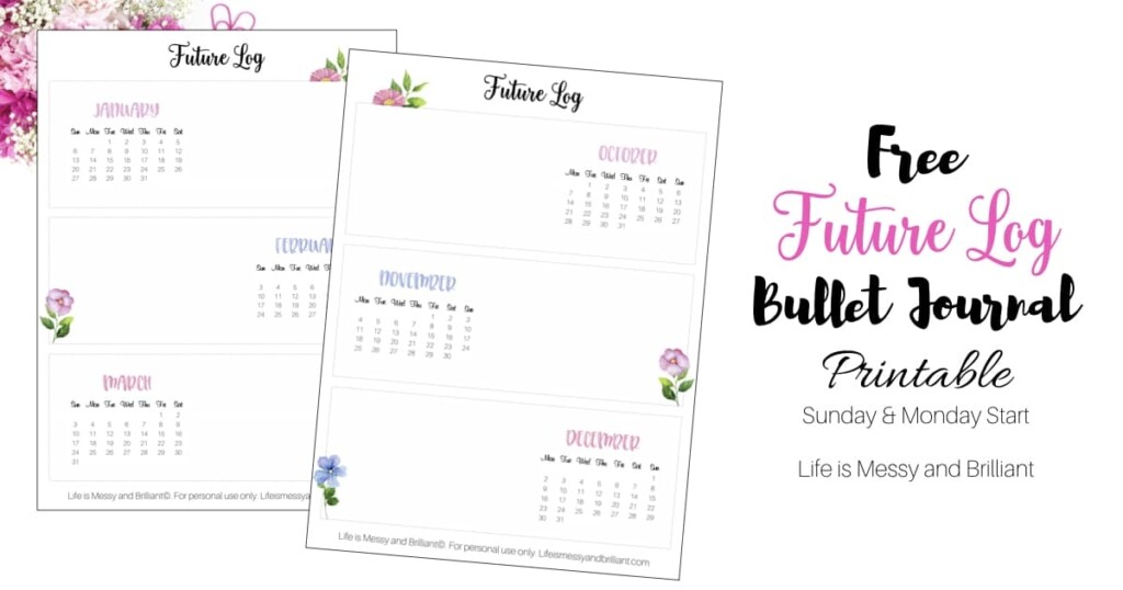 Future Log Bullet Journal Printable Bullet Journal Future Log Spread