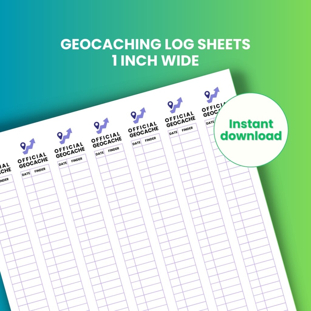 Geocaching Log Book Printable Log Purple 1 Inch Wide 7 Per Sheet 