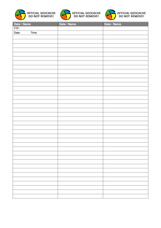 Geocaching Log Sheets Printable Pdf Download