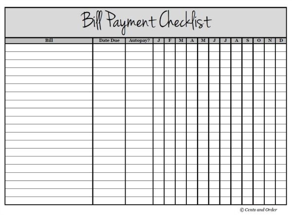Get Your Finances Organized With This Free Bill Payment Checklist 