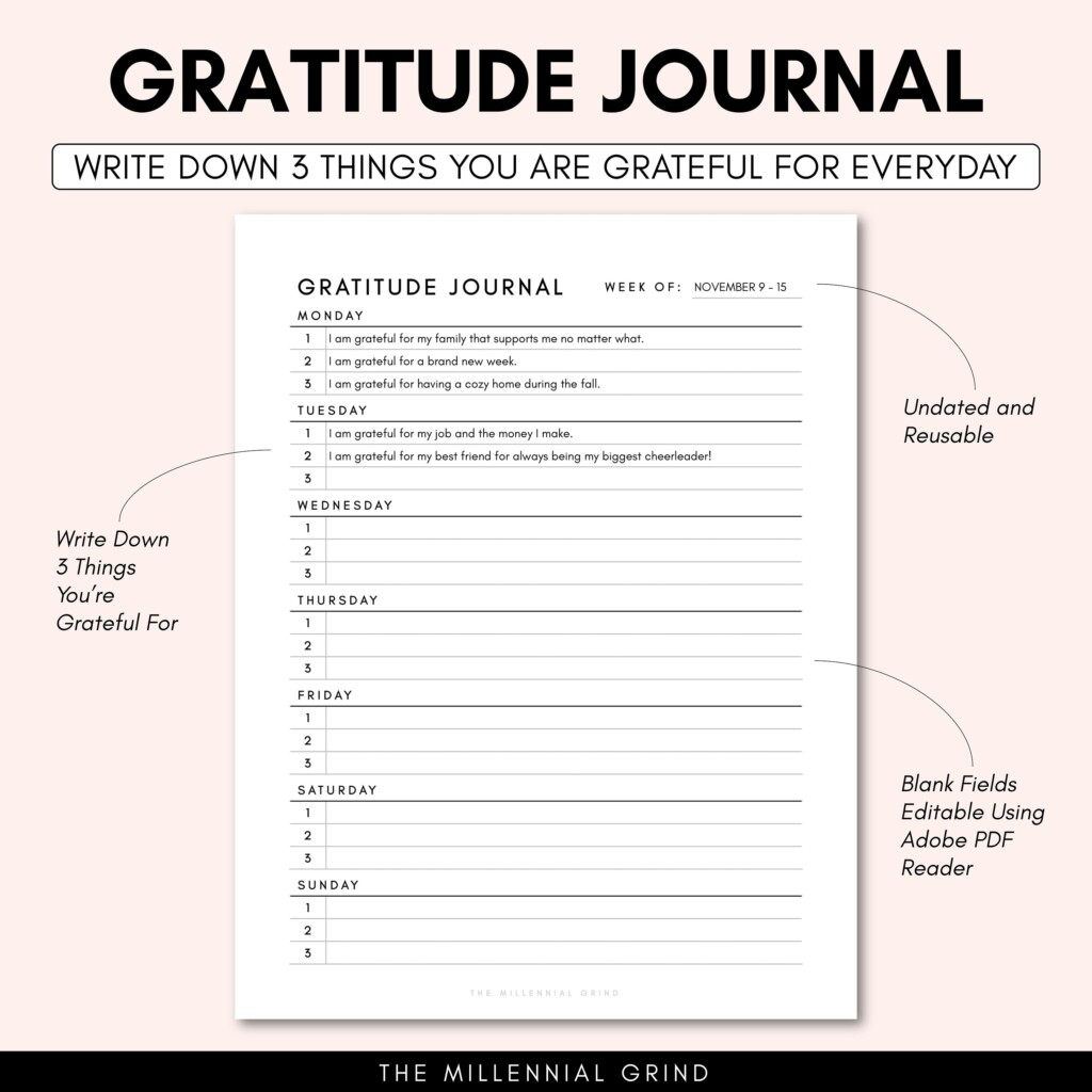 Gratitude Journal Printable Gratitude Journal PDF Gratitude Journal 