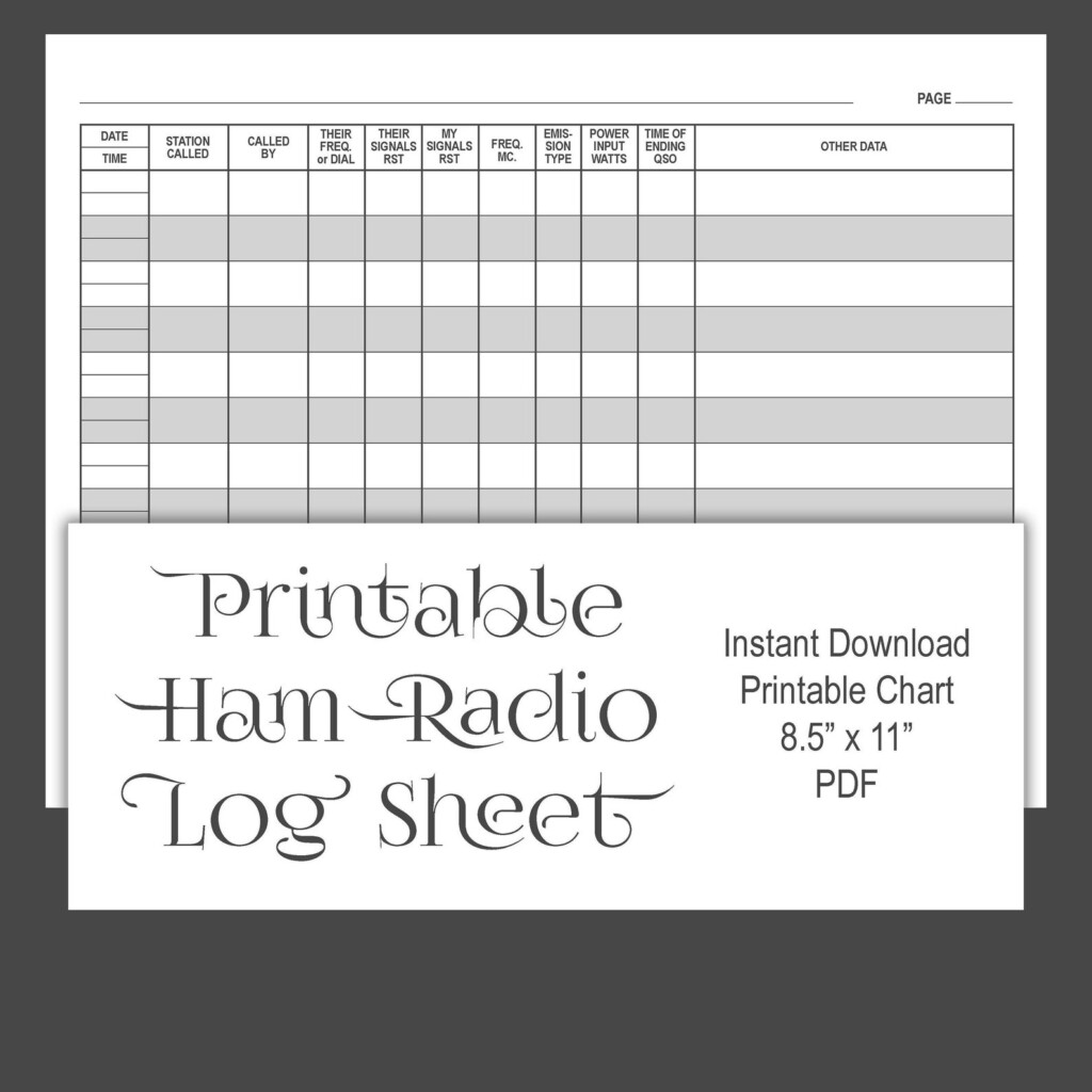 HAM RADIO Log Book Printable Contact Sheet Instant Download Digital 
