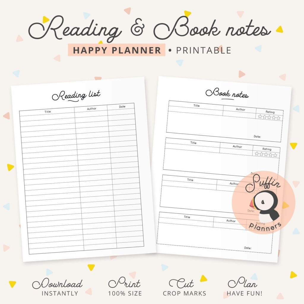 Happy Planner Reading Log Reading List Planner Happy Planner Inserts 