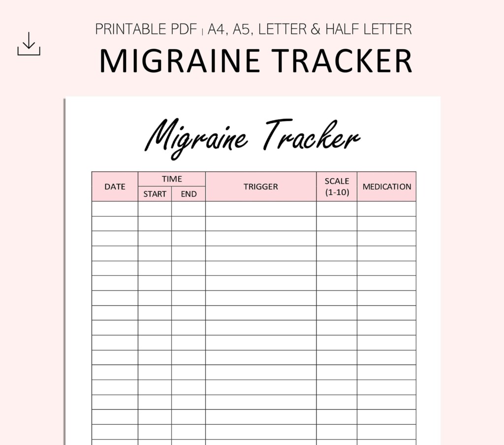 Headache Log Printable Printable Free Templates