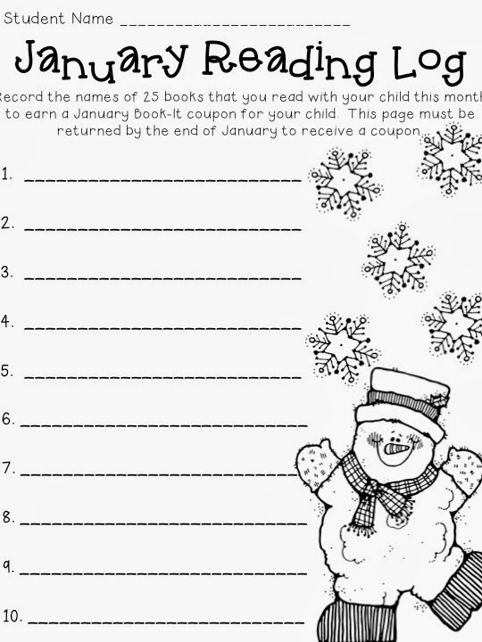 January Reading Log Printable