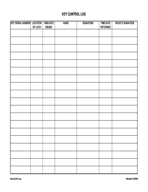 Key Control Log Fill Online Printable Fillable Blank PdfFiller