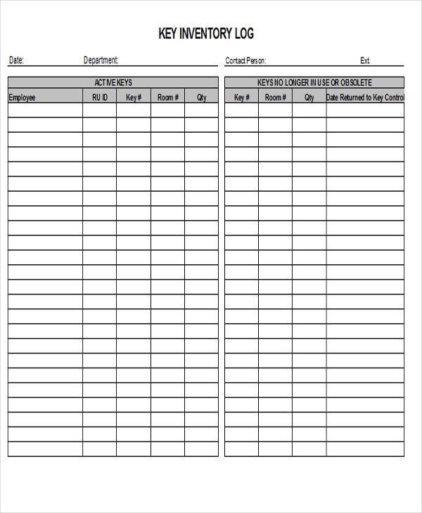 Key Log Template Free Log Templates