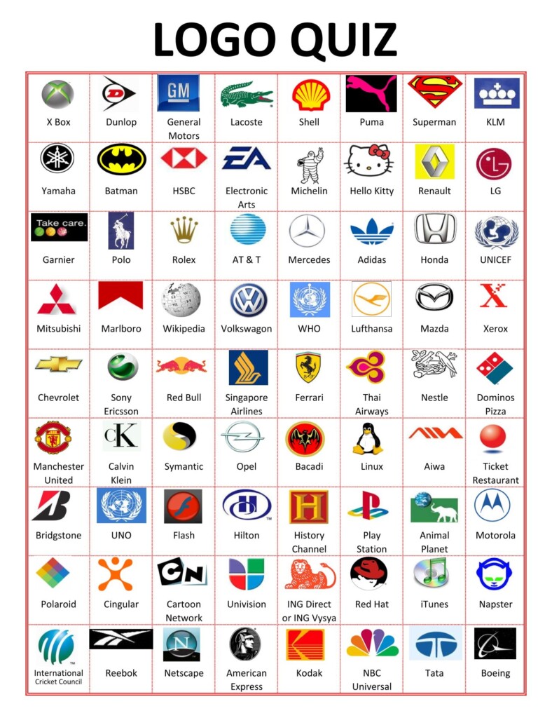 Logo Trivia 10 Free PDF Printables Printablee