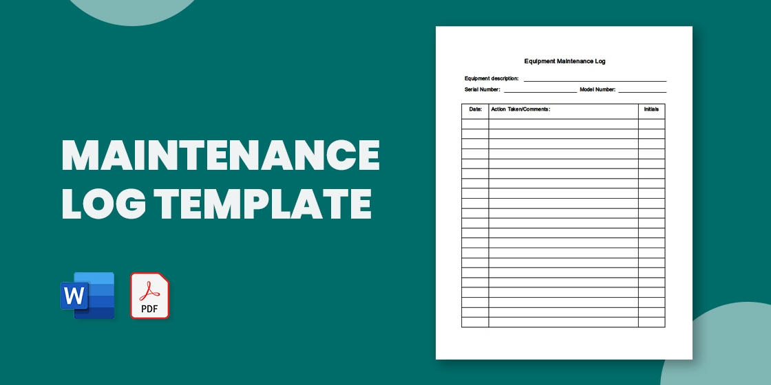 Maintenance Log Template 17 Word Excel PDF Documents