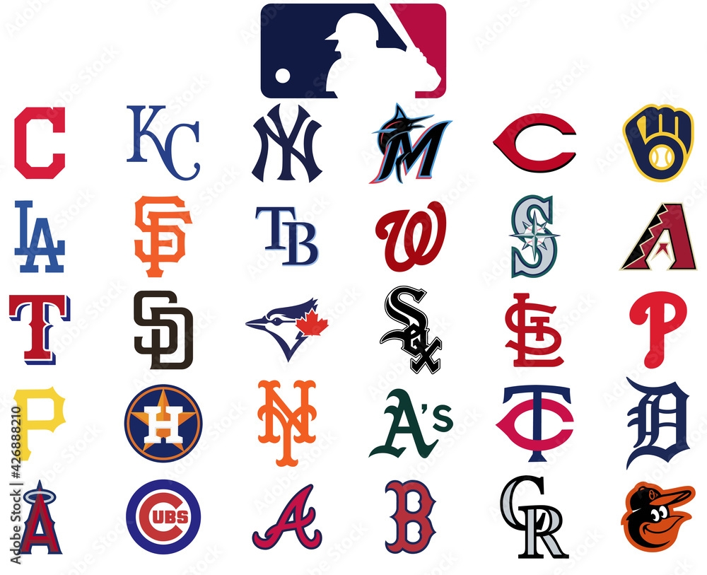 Major League Baseball Logo Set Of All 30 Mlb Teams Baseball Icons Set 