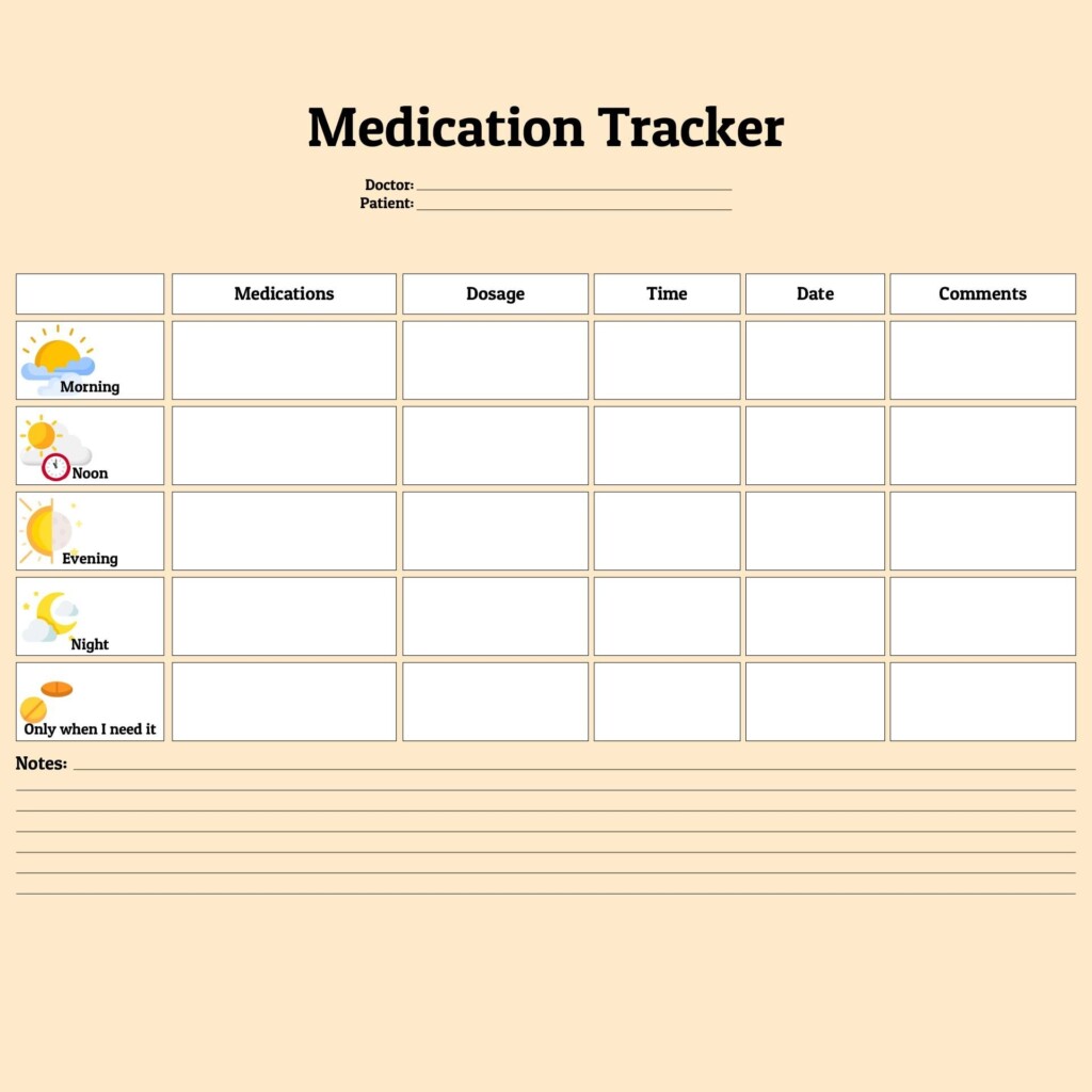 Medication Log Form 10 Free PDF Printables Printablee Medication 