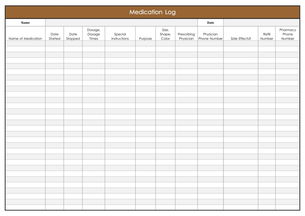 Medication Log Sheets 10 Free PDF Printables Printablee