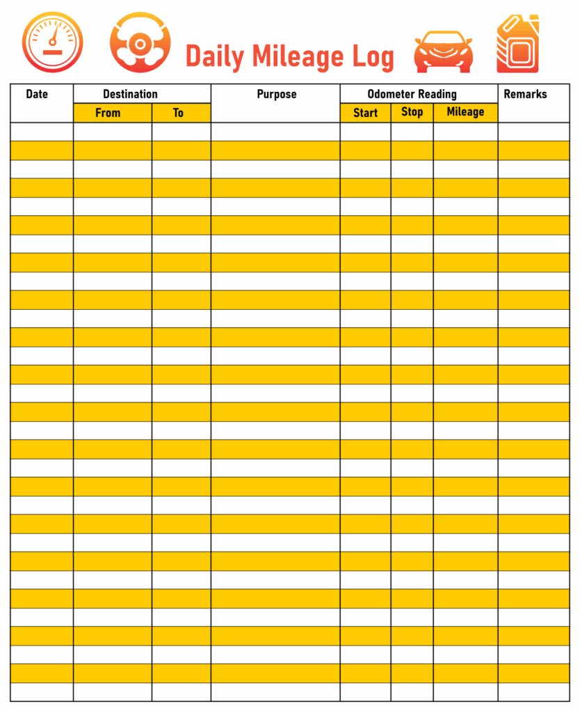 Mileage Log Sheet Template 10 Free PDF Printables Printablee
