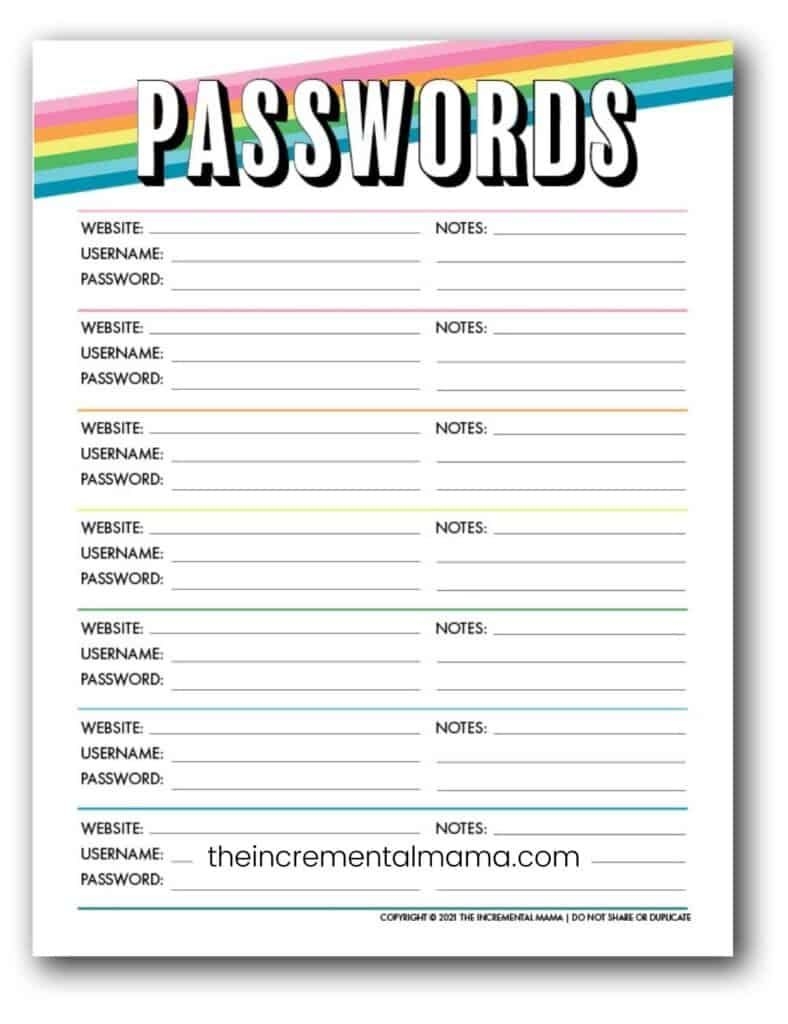 Need A Password Keeper Printable To Organize All Of Your Passwords 