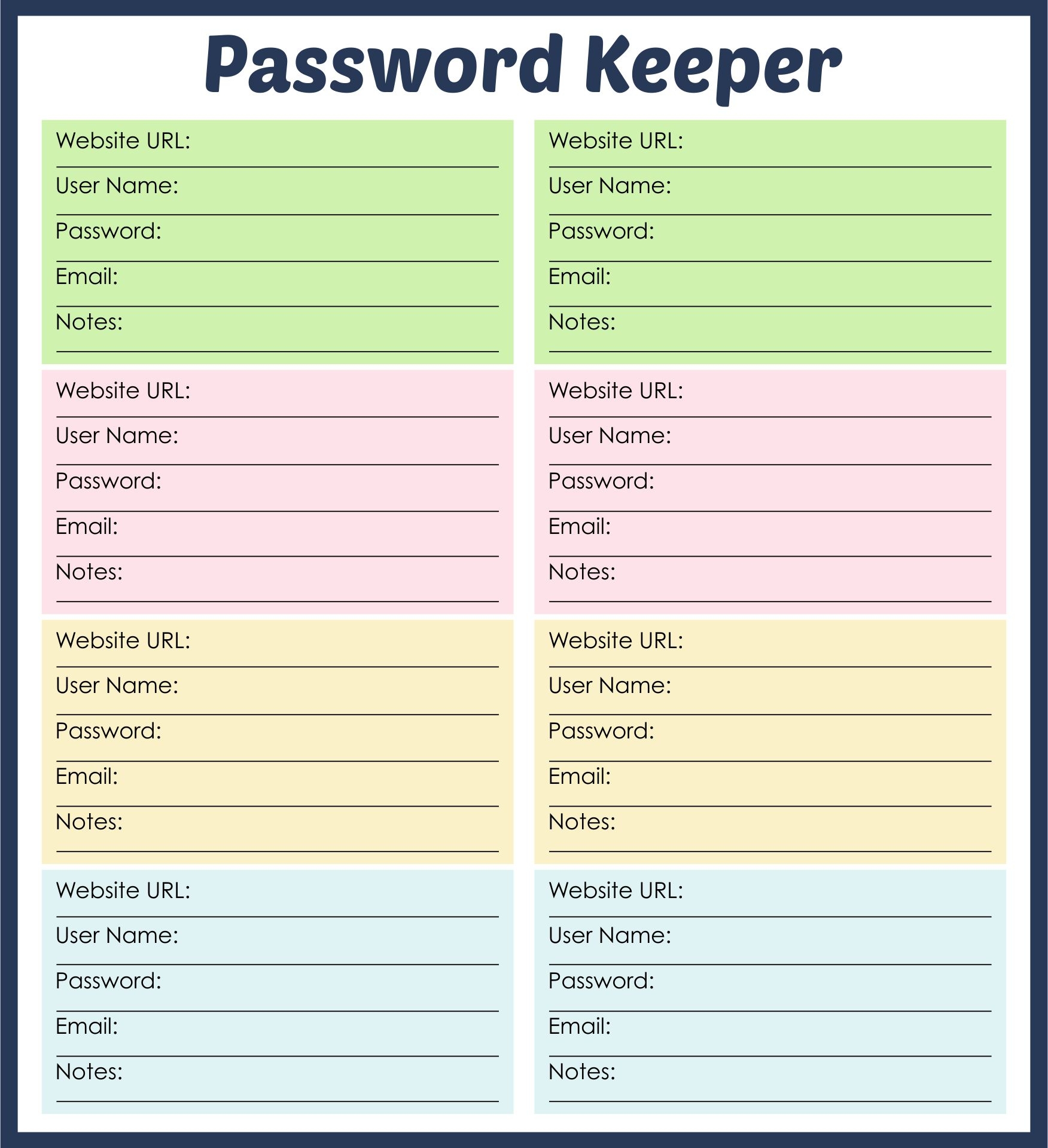 Password Log Sheets 10 Free PDF Printables Printablee