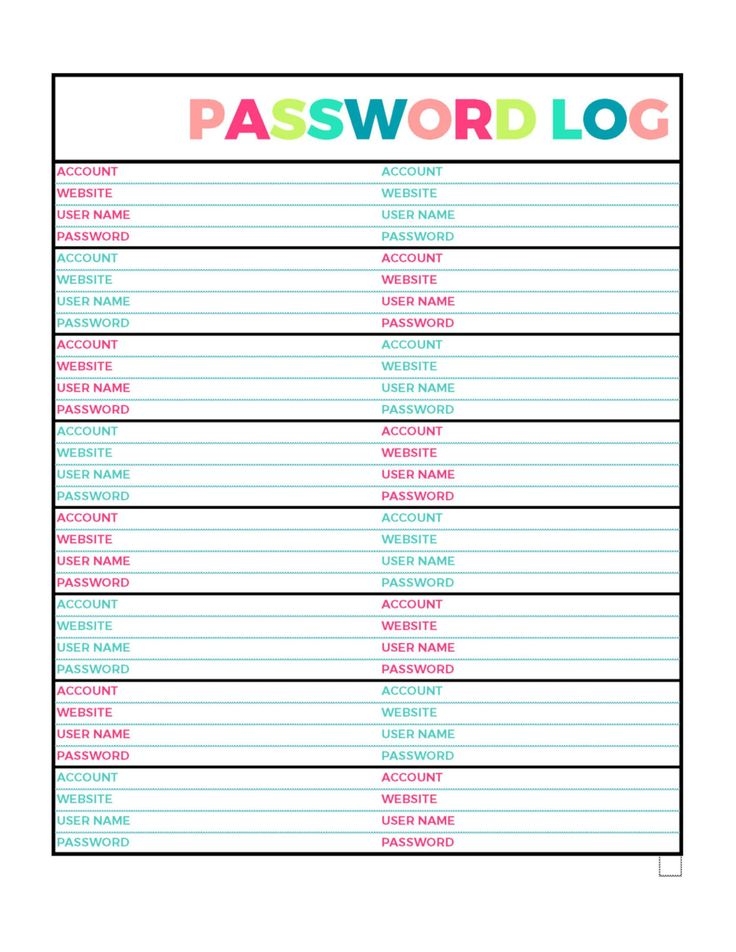 Pin On Password Keeper Printable