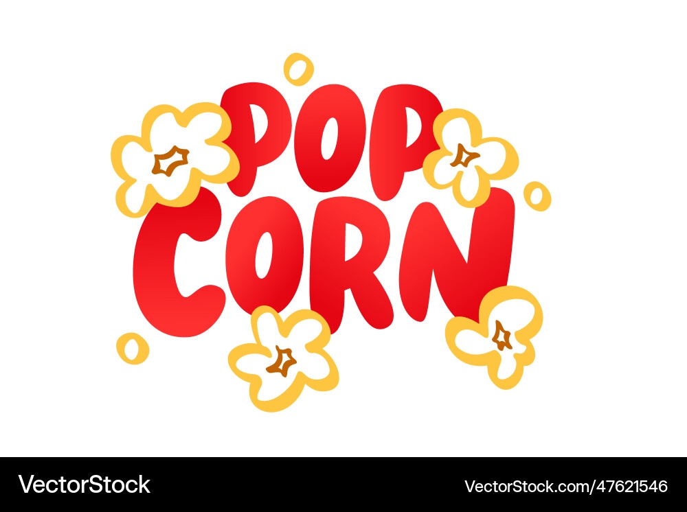 Popcorn Logo Text With Pop Corn Snack Royalty Free Vector