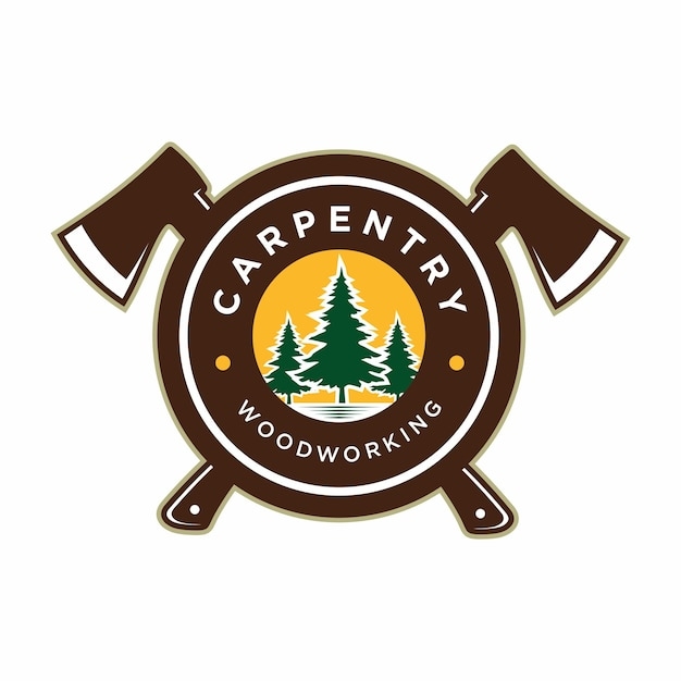 Premium Vector Woodwork Logo Design Template A Carpentry Badge For A 