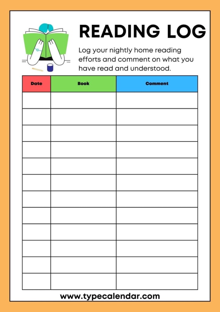 Printable 5Th Grade Reading Log Template PDF Wssufoundation