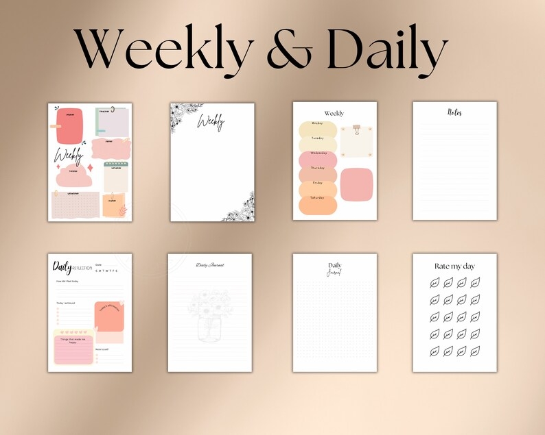 Printable All in one Journal Planner Daily Weekly Planner Habit 