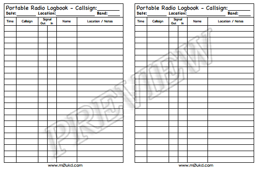 Printable Amateur Radio Logbooks M0UKD Amateur Radio Blog
