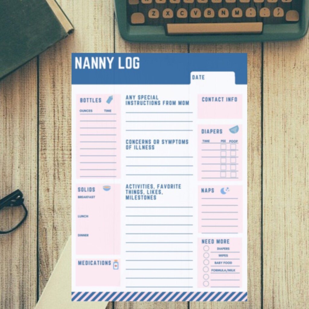Printable Babysitter Nanny Daily Log For Use With Infants And Etsy 