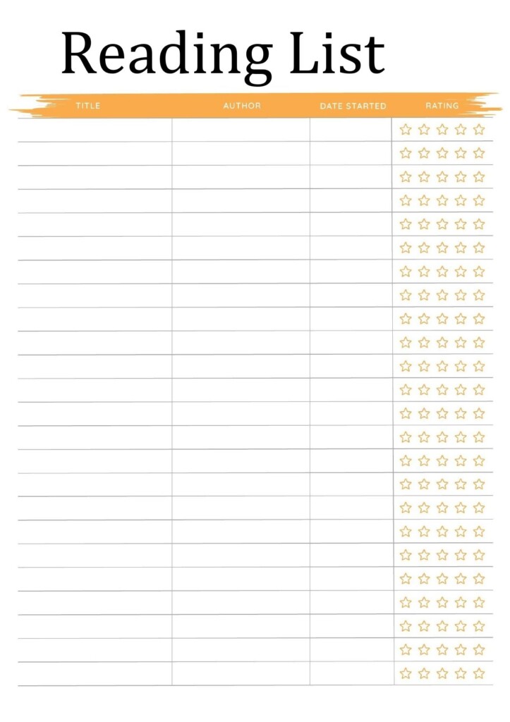 Printable Blank Reading Log Template Pdf Artofit