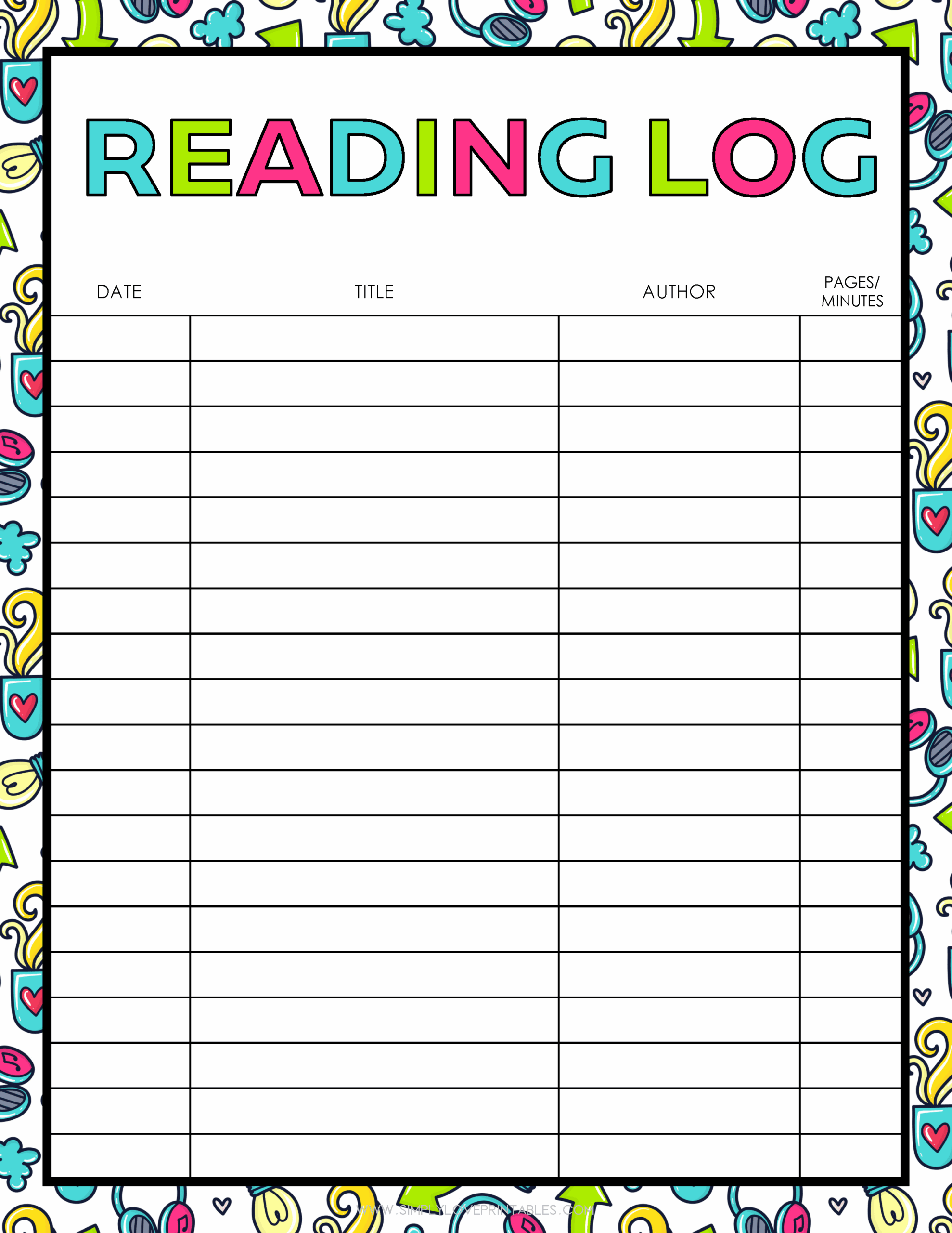 Printable Book Log