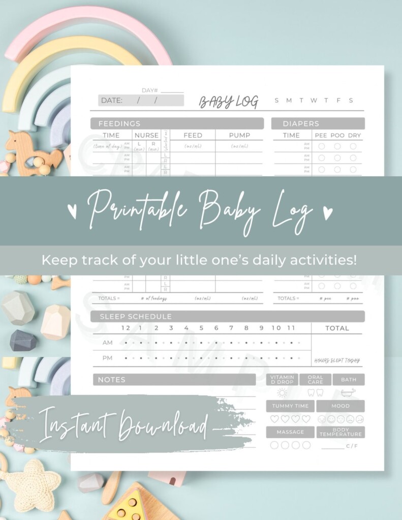 Printable Daily Baby Log Baby Tracking Log Book Newborn Journal Feeding 