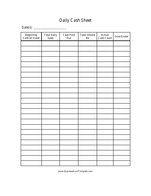 Printable Daily Cash Log Template Free Templates Printable