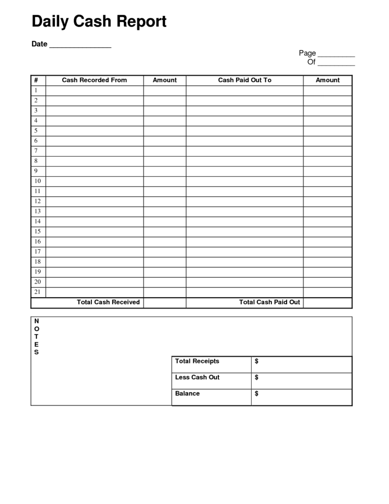 Printable Daily Cash Log Template Printable Word Searches