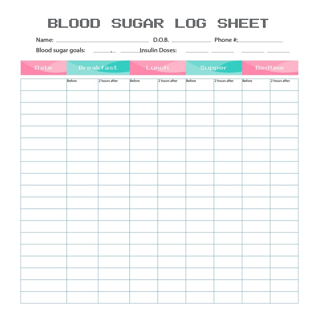 Printable Diabetes Logsheets Artofit