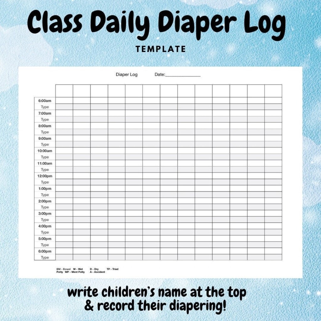 Printable Diaper Changing Log Sheet