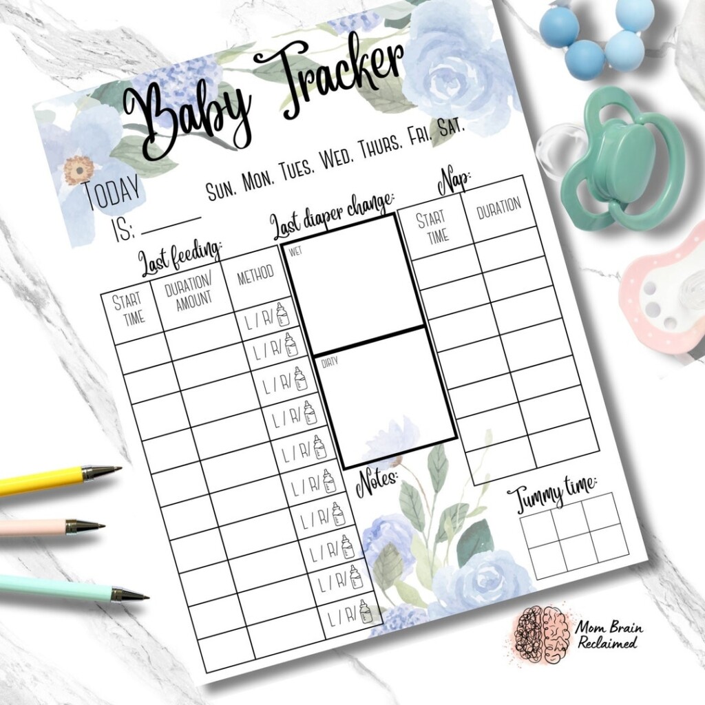 Printable Floral Baby Tracker Log Digital Download Newborn Baby 