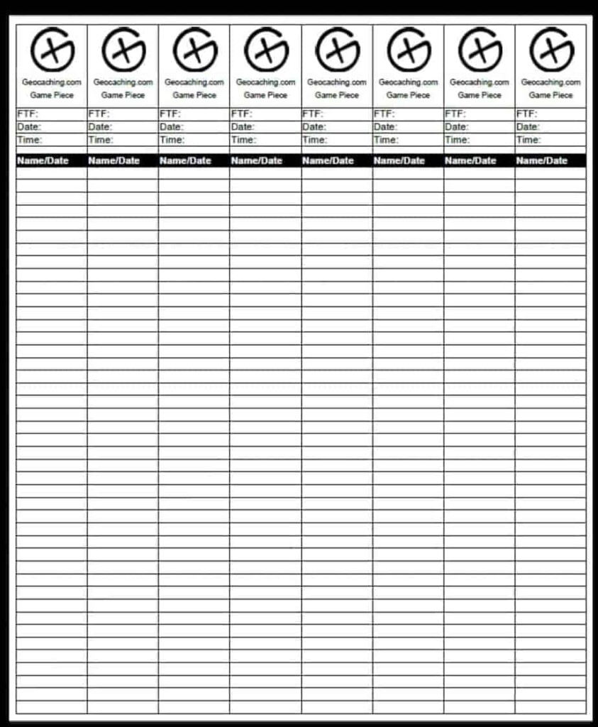 Printable Geocaching Log Book