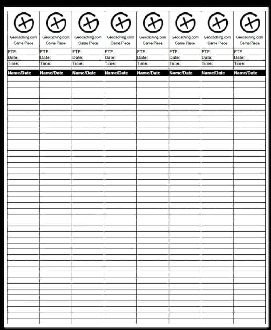 Printable Geocaching Log Book