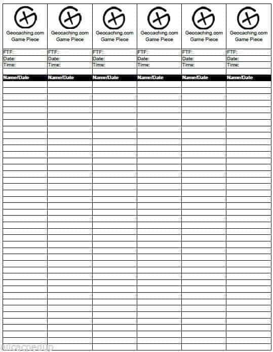 Printable Geocaching Log Book