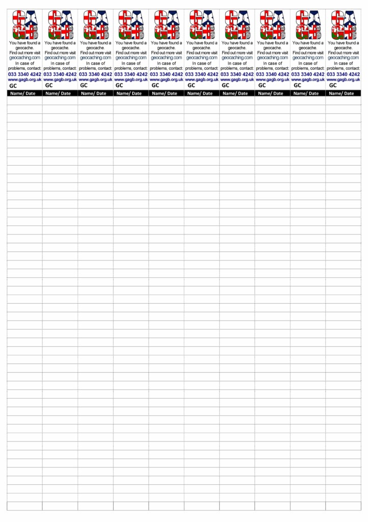 Printable Geocaching Log Book