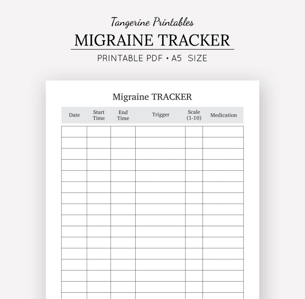 Printable Headache Log Headache Diary Vrogue co