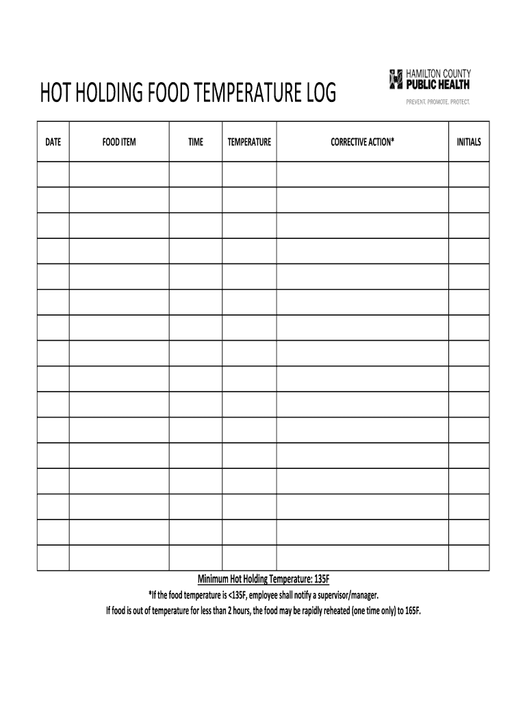 Printable Hot Food Temperature Log Sheet