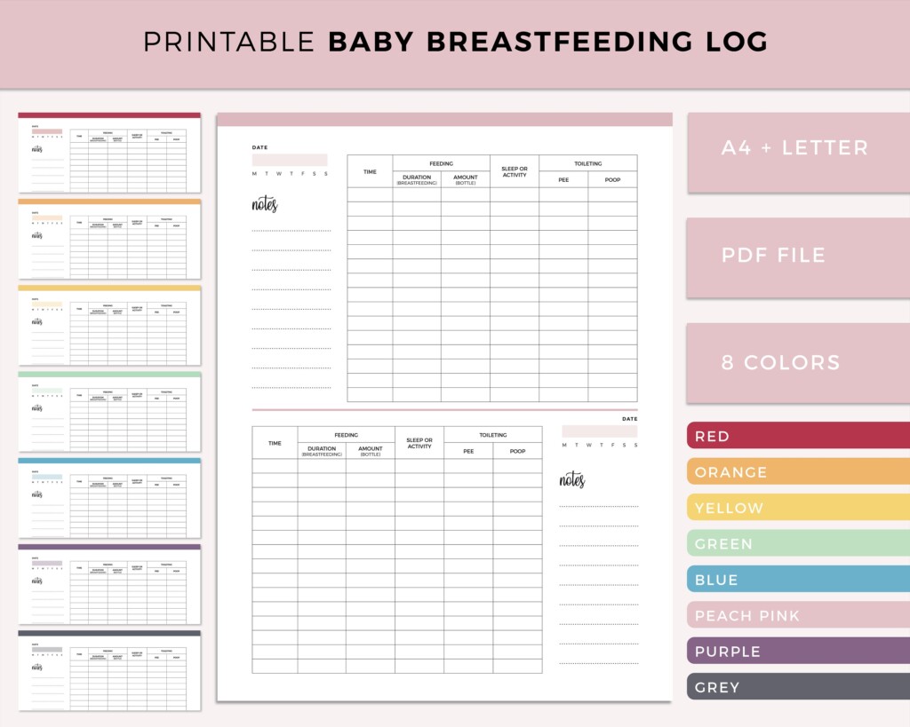 Printable Hourly Baby Daily Log 24H Newborn Chart Intake Output 