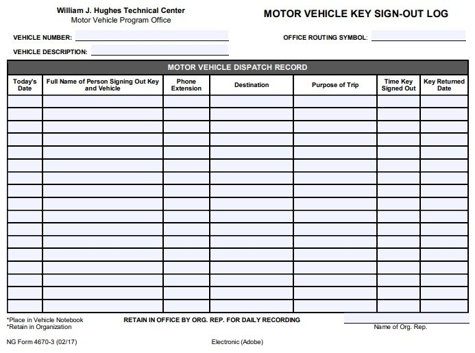 Printable Key Log Template Excel Word PDF Excel TMP